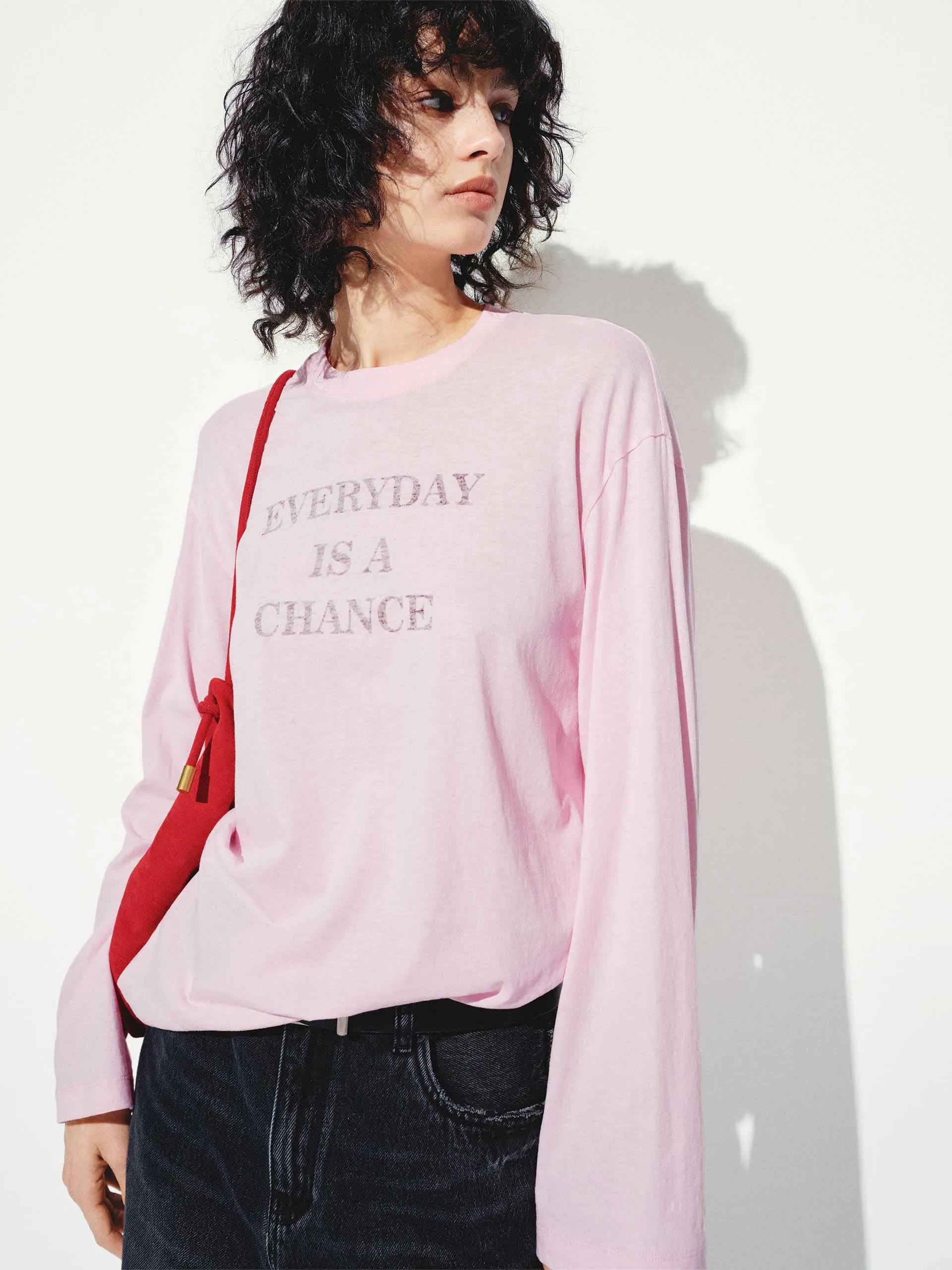 Timeless Design Fresh and Cool Long Sleeve Letter Print T-shirt