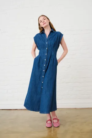 Fire Core Denim Pin Tuck Shirt Dress