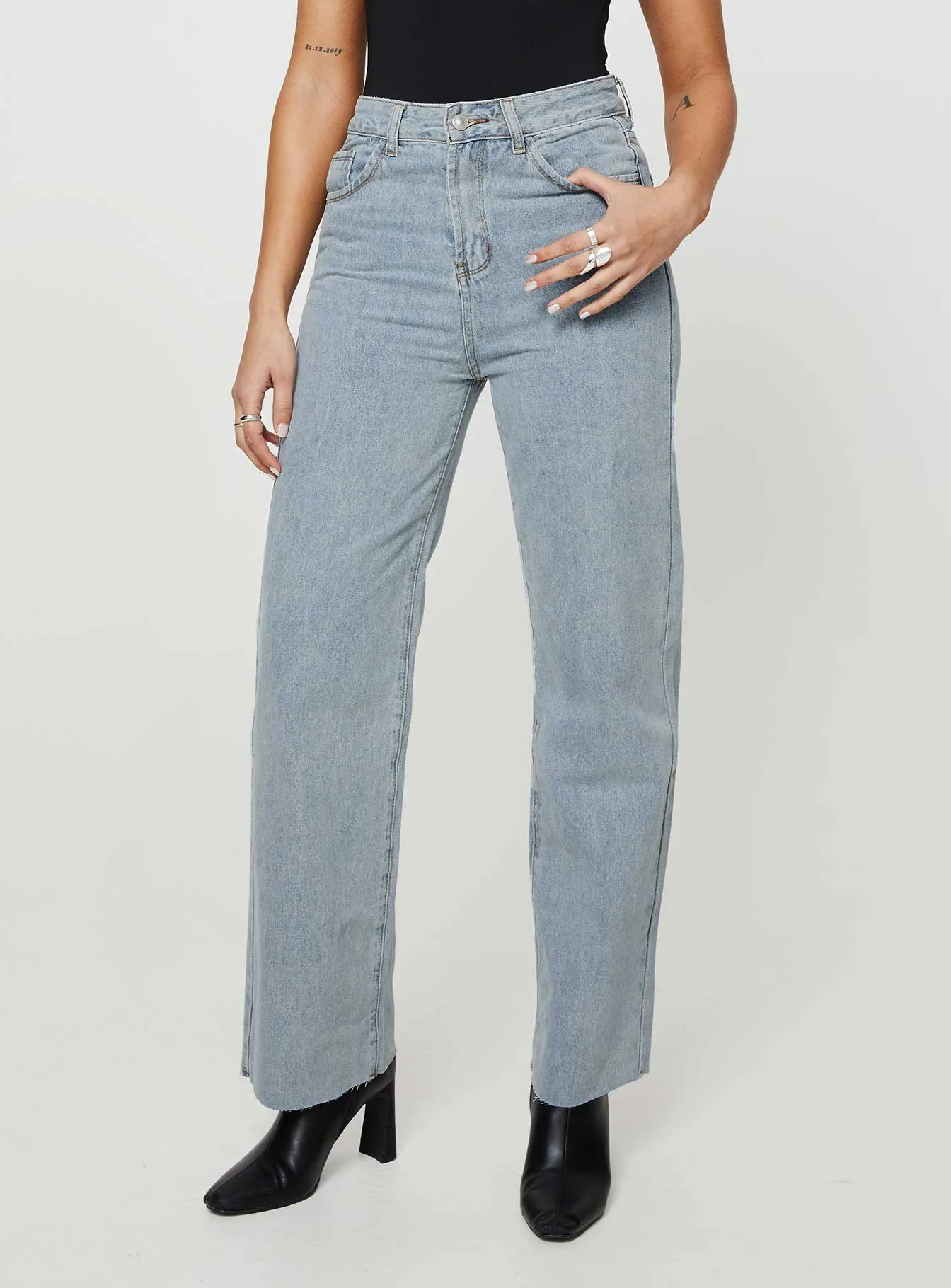 Kalinda High Rise Straight Leg Jeans Blue Lightwear Option Home Comfort Teen Outfit