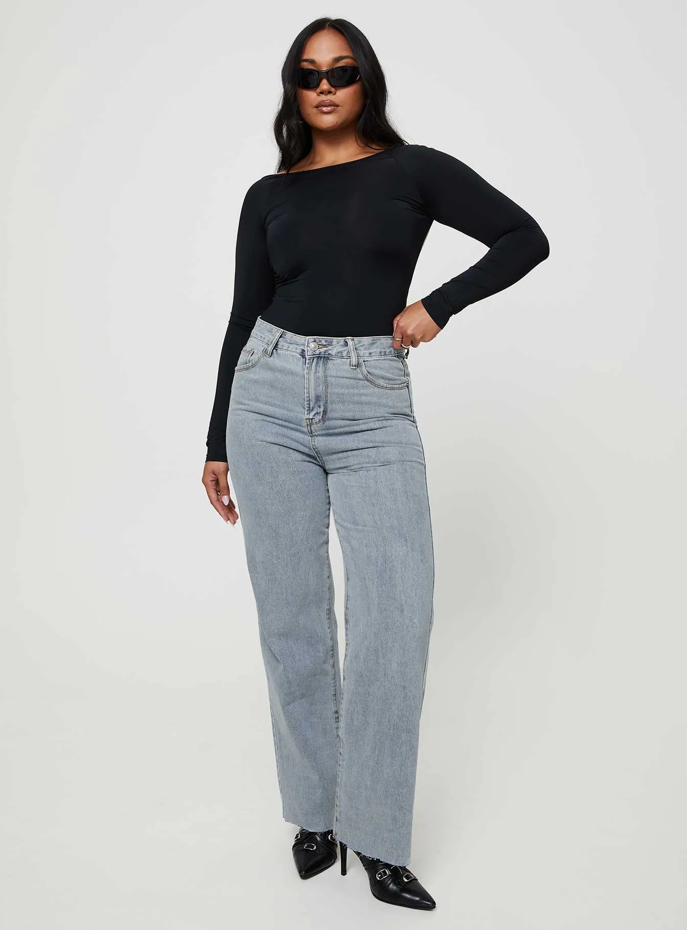 Always Needed Weekend Style Rainy Day Kalinda High Rise Straight Leg Jeans Blue