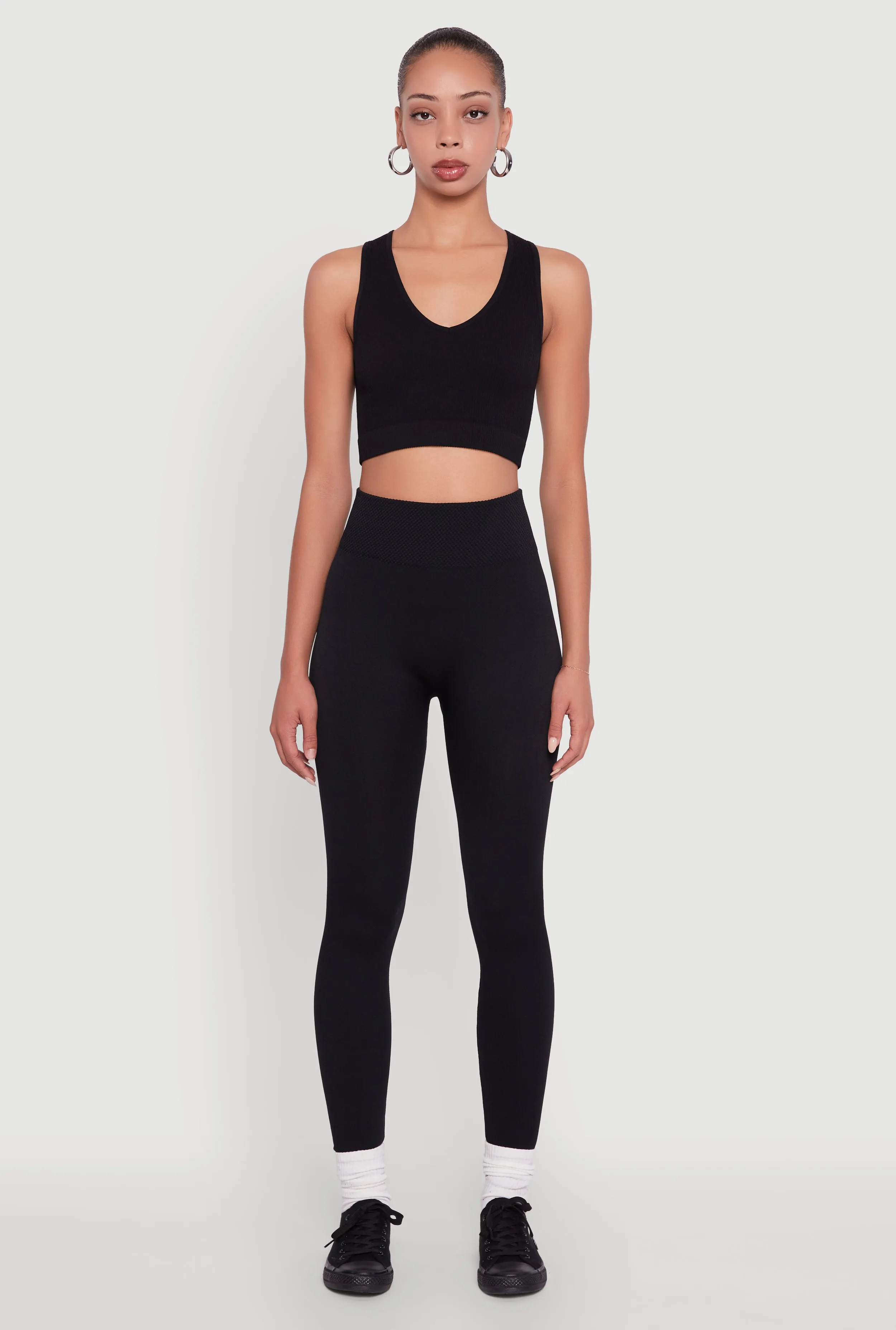 Balance Wear Hiking Trail Non See High Waisted Basic Fleece Lined Leggings