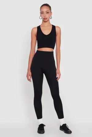 Travel Ease High Waisted Basic Fleece Lined Leggings