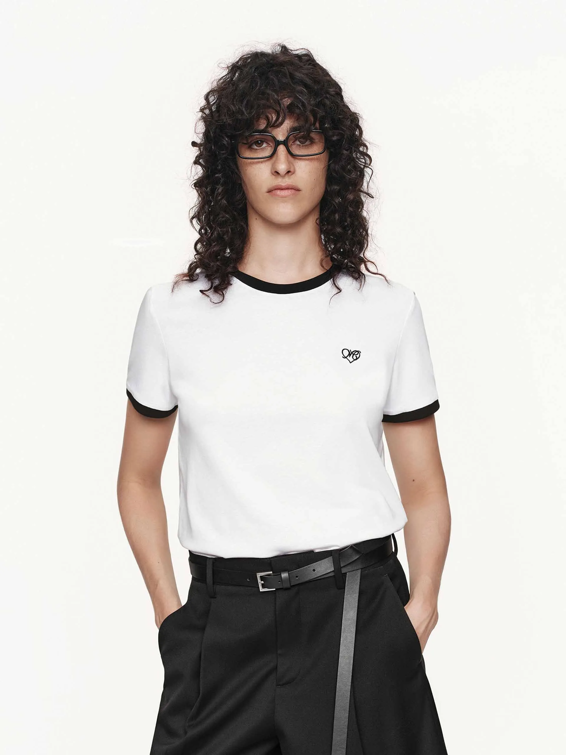 Active Layer Contrast Color Knitted T-shirt