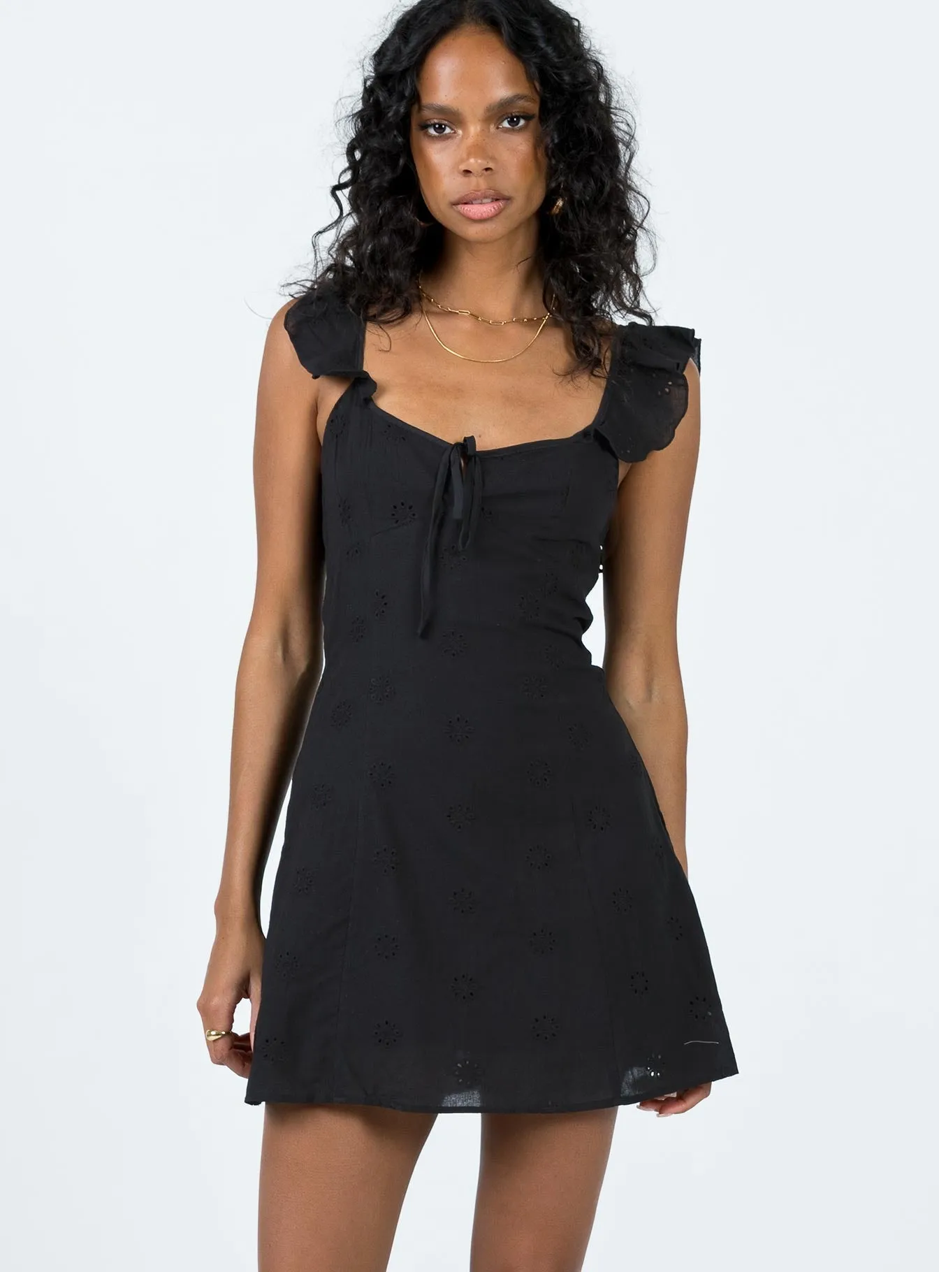 Keyhole Neckline Style Besiana Mini Dress Black