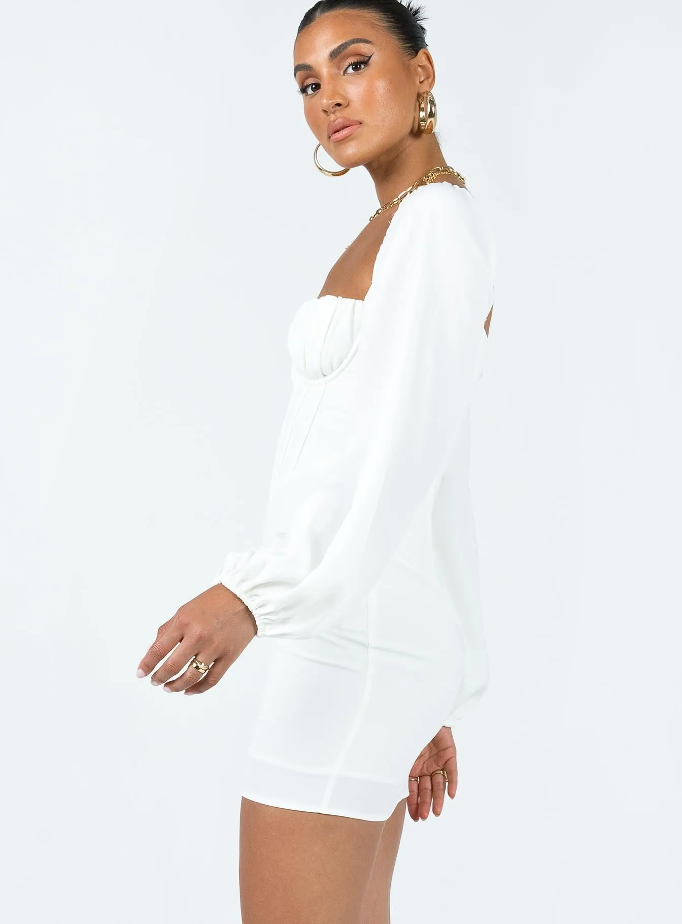 Laurie Corset Mini Dress White Leg Show Trendy Edge