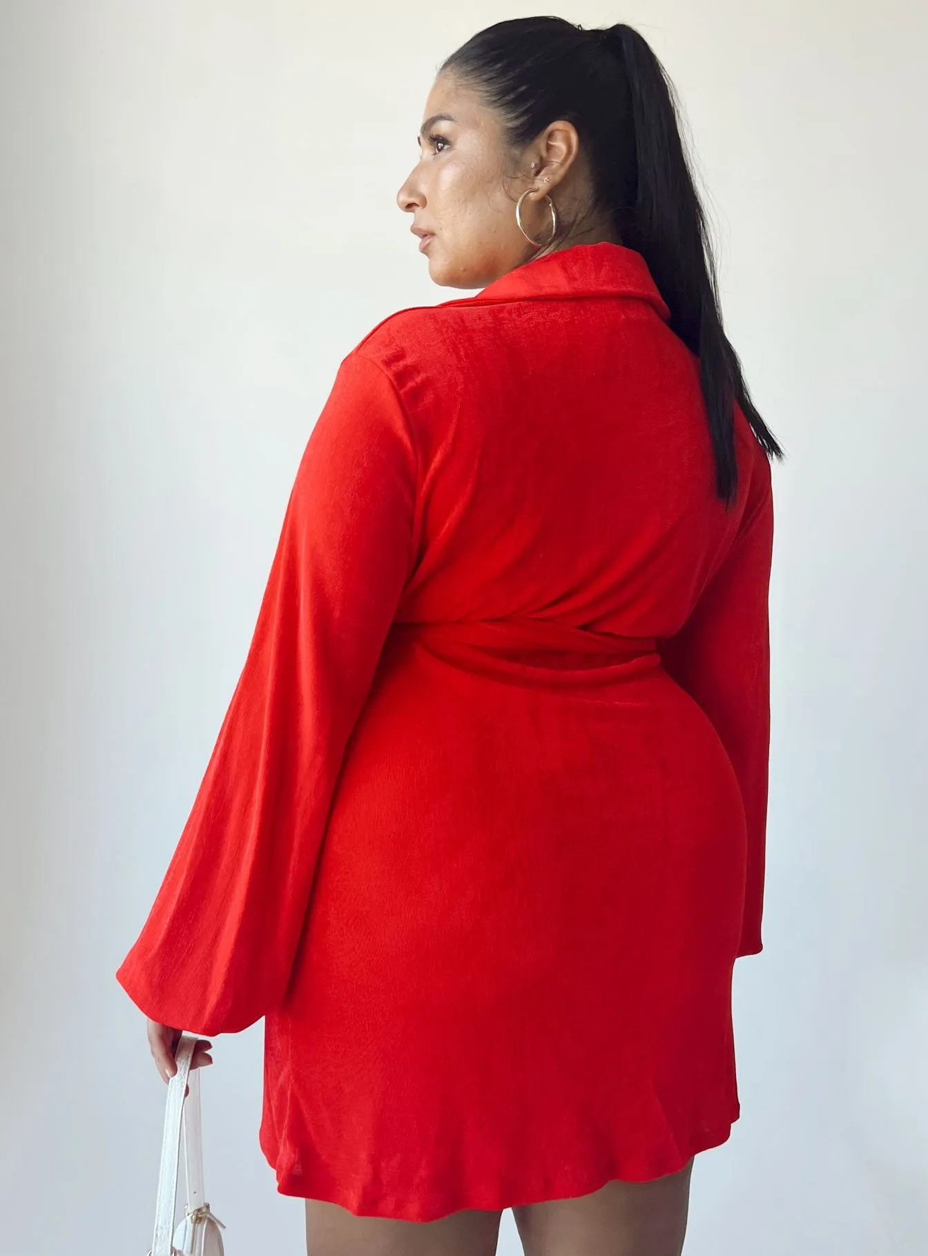 Party Time Mini Dress Red Curve Simple Style Look