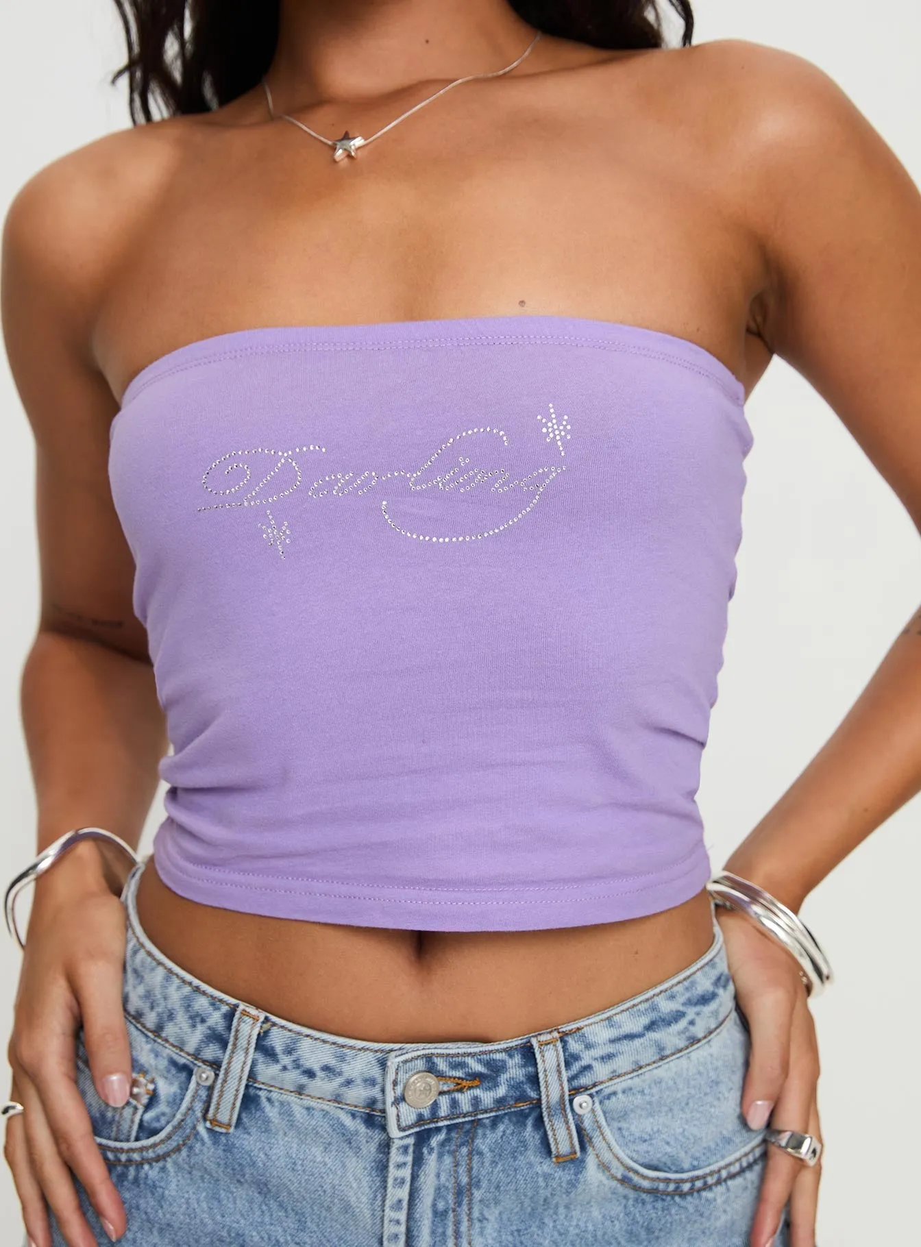 Goddess Energy Strapless Top Purple GarmentWashed Softness EthicallySourced