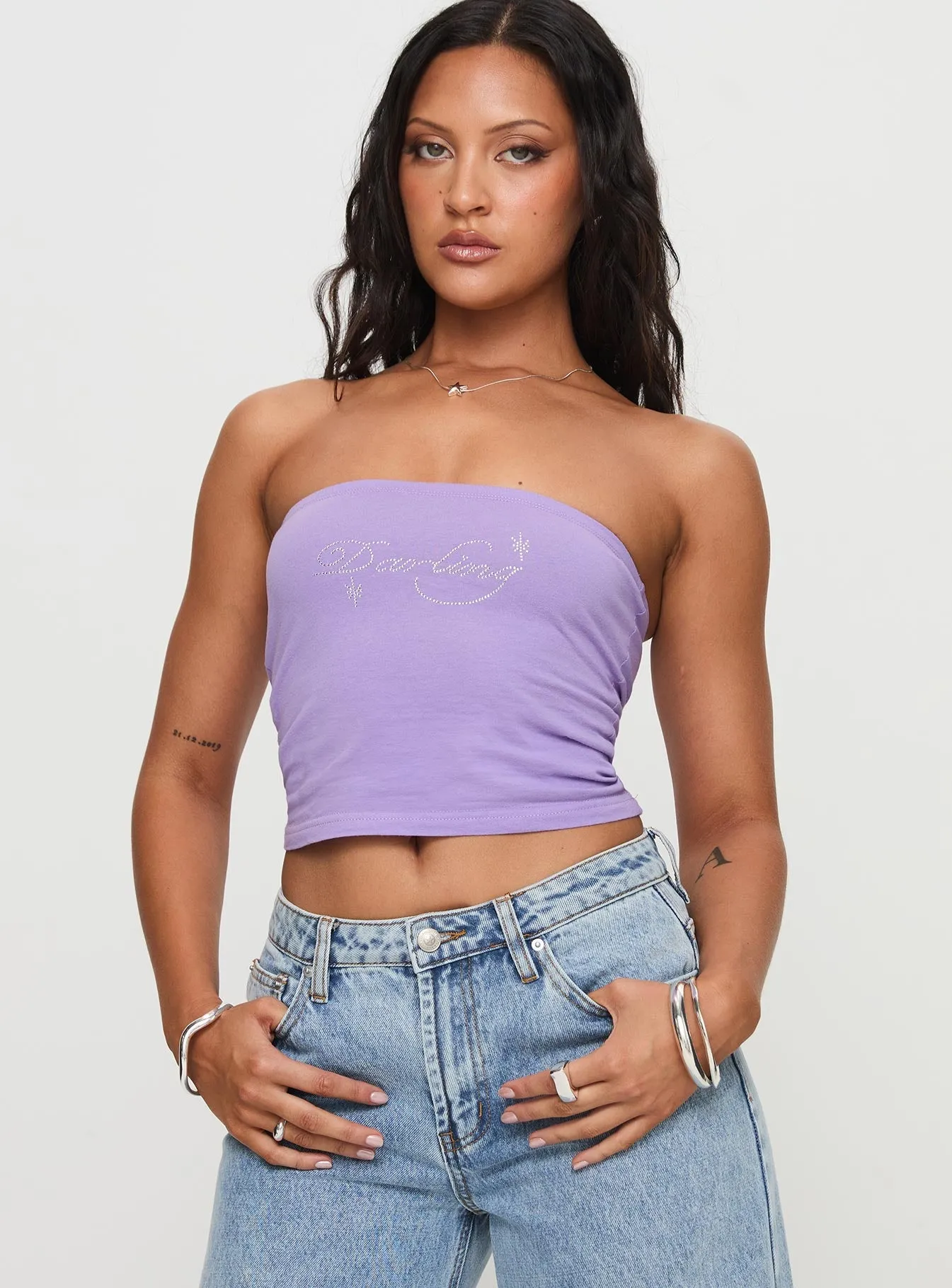 Multi Way Adjustable Fit Chic Style Goddess Energy Strapless Top Purple