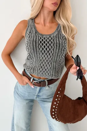 SpillProof Coating Prioritizing Peace Sleeveless Cable Knit Top (Black)