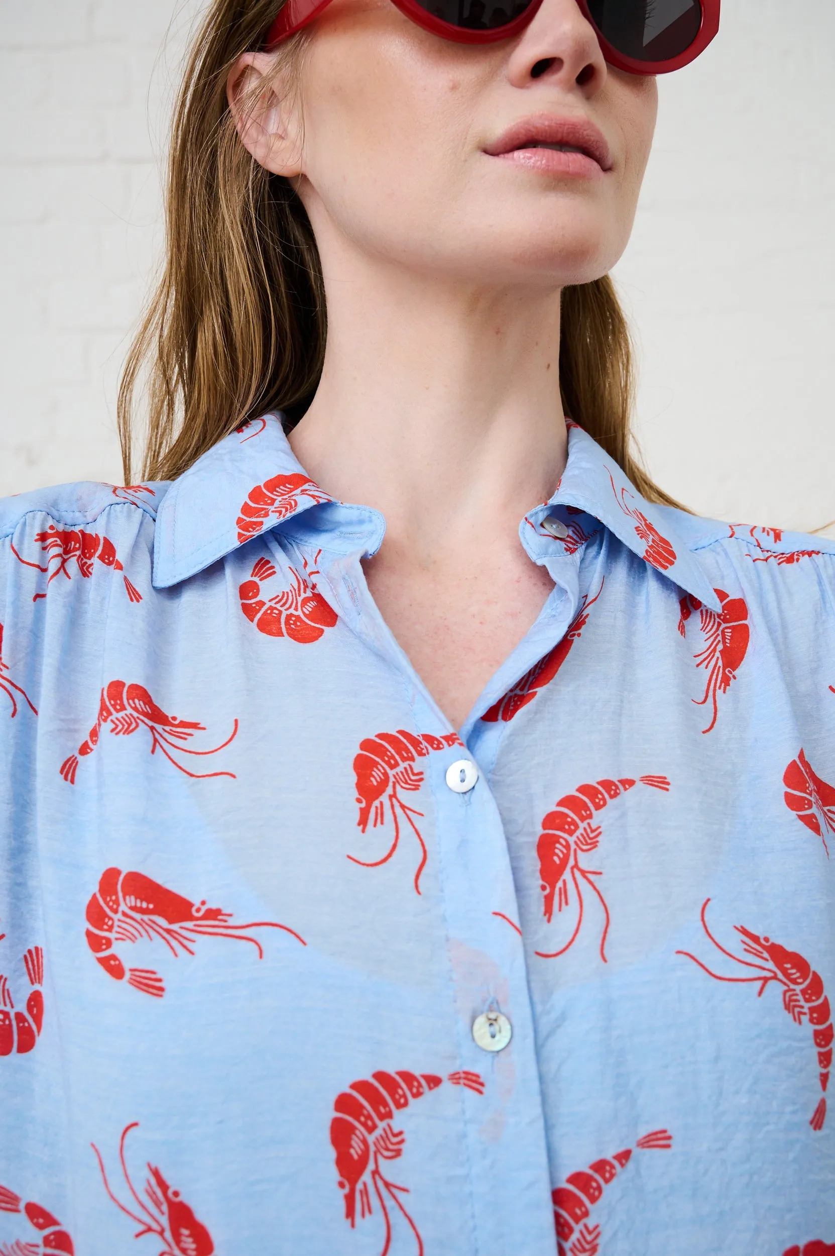 The Dropped Waist Shirtdress in Prawn Print LowProfile Fasteners