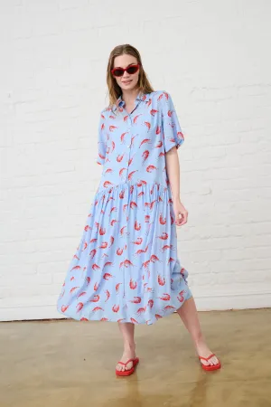 The Dropped Waist Shirtdress in Prawn Print Eco Wear