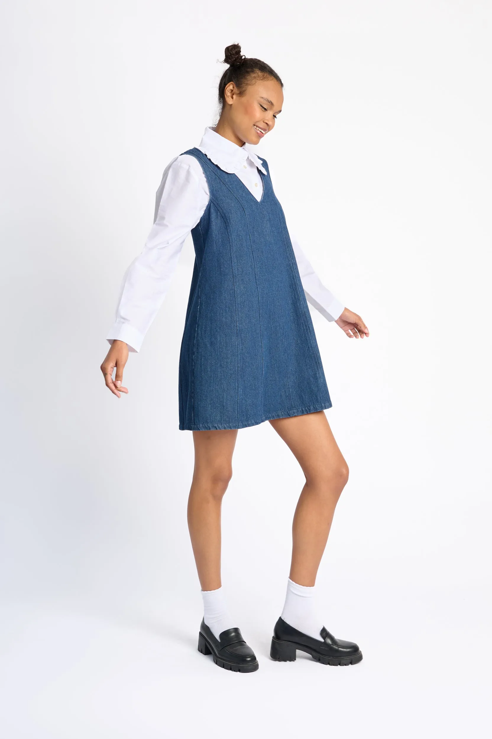 Fine Weave Tailored Fit The Denim Pinafore