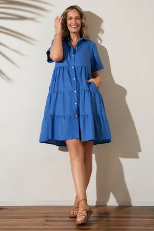 Sabre Collared Short Dress in Yale Blue MultiPanelDesign