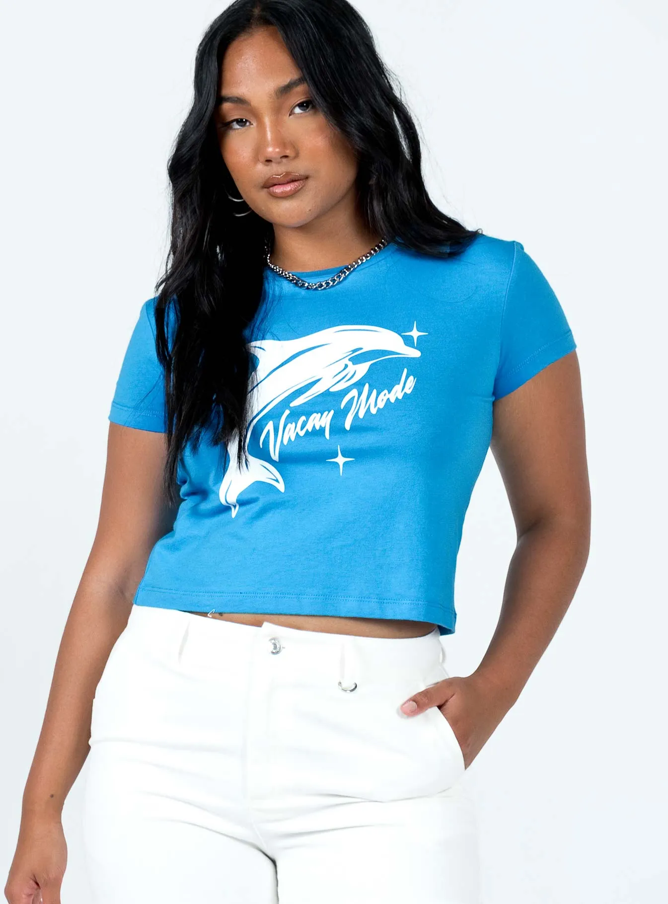 slim fit Vacay Mode Tee Blue