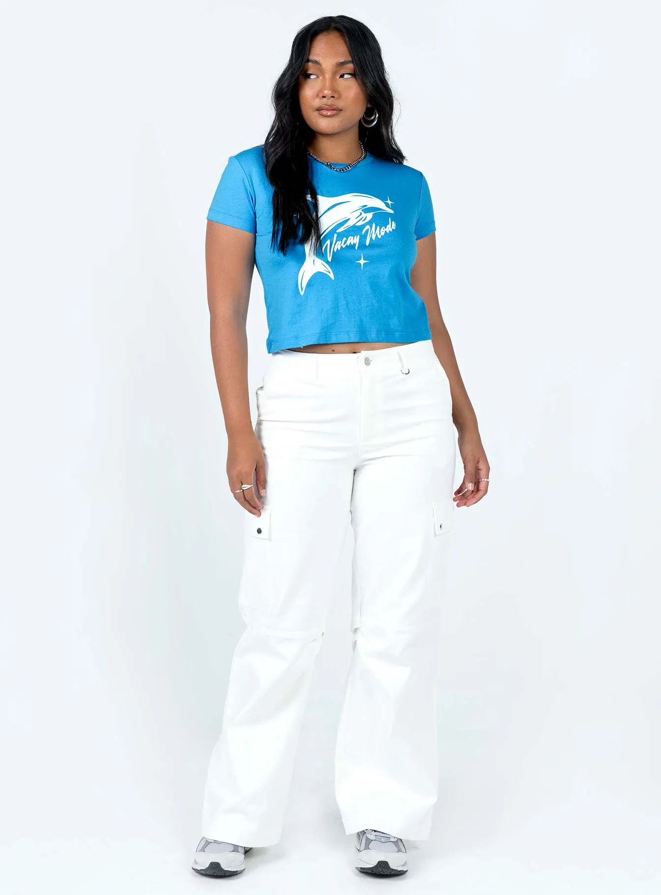 funky Layering Piece Vacay Mode Tee Blue