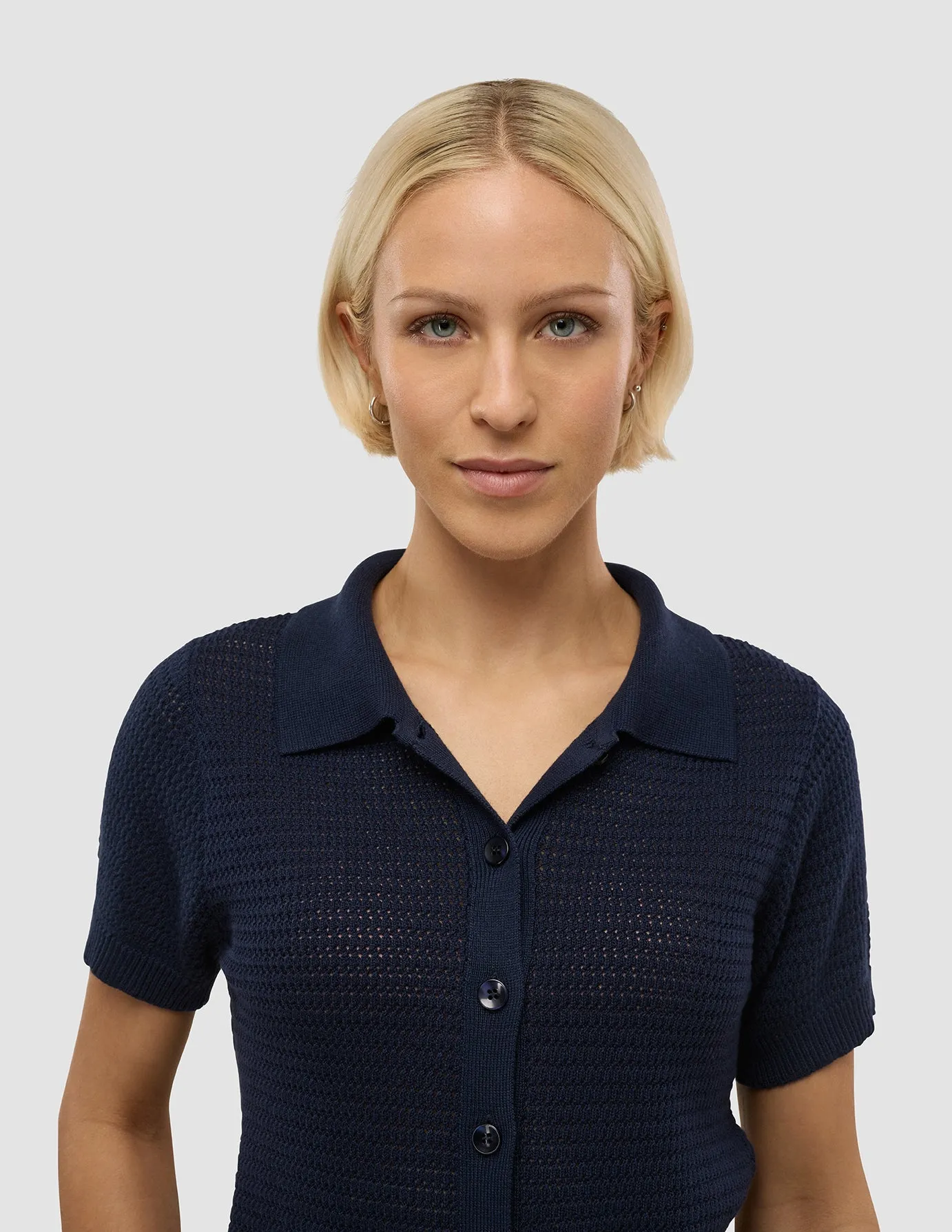 SoftTouch Pearl Tone Women's Structured Polo Navy