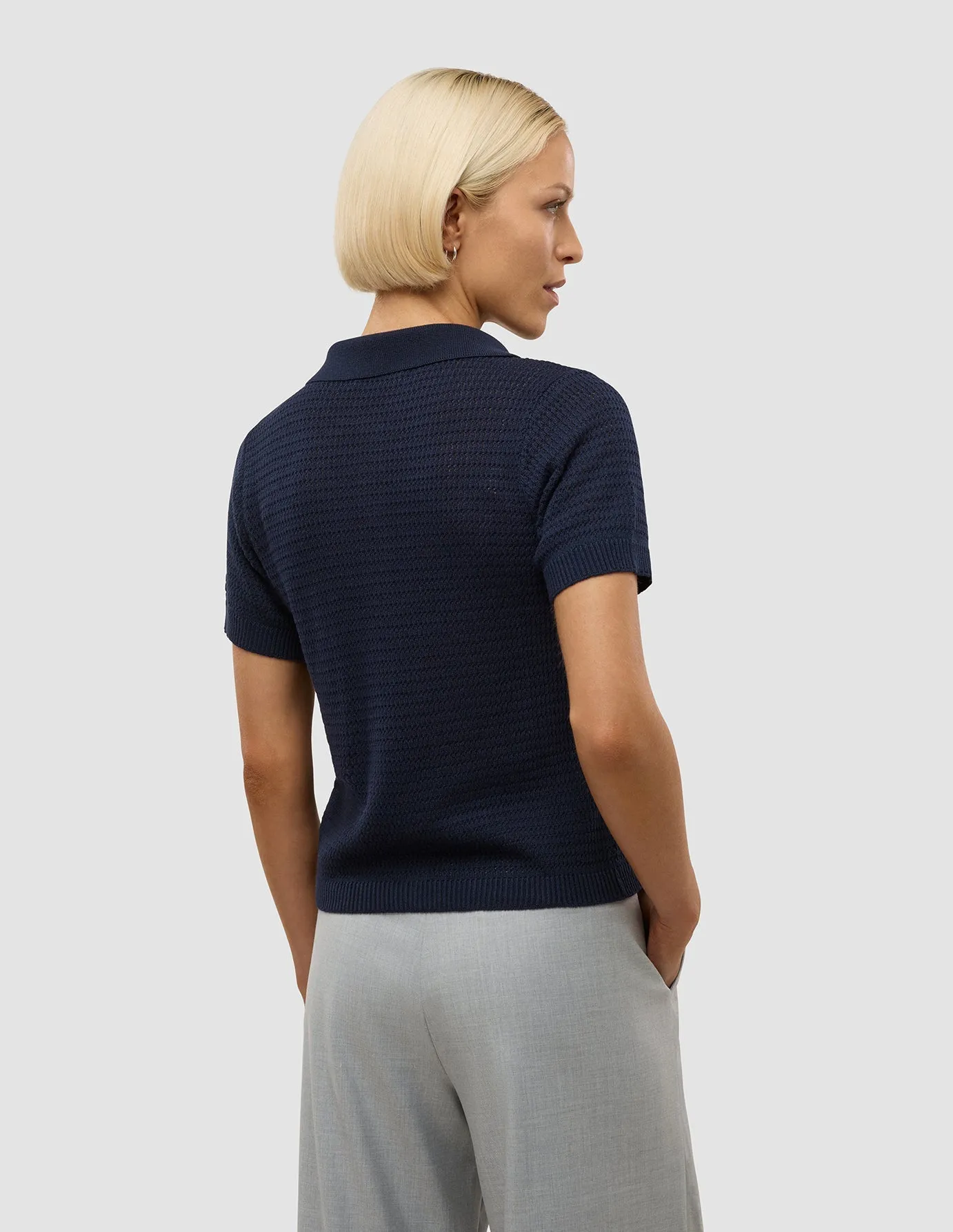 Women's Structured Polo Navy Evening Glow StaticFreeLining
