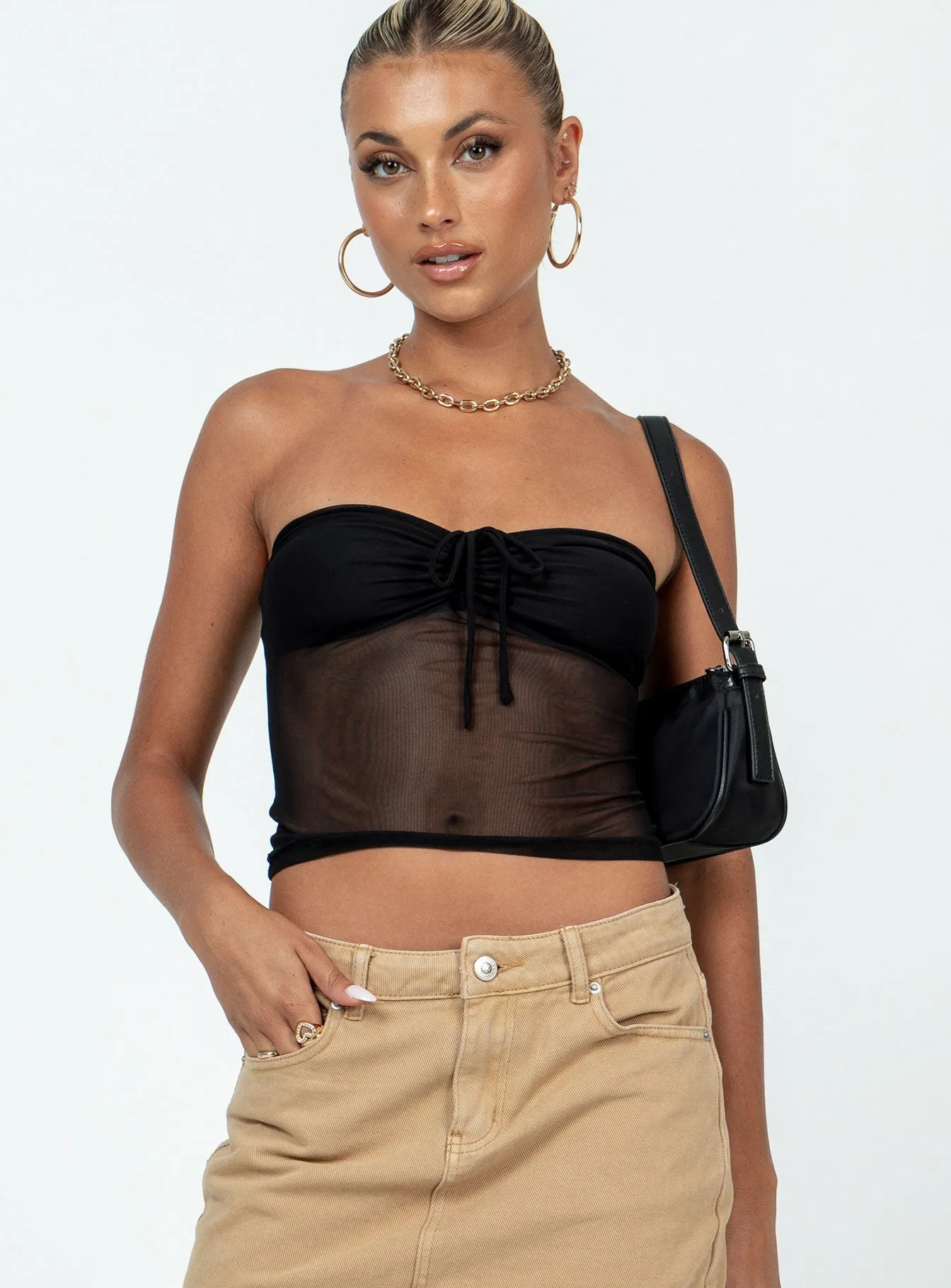 UVProtection Solana Strapless Longline Top Black