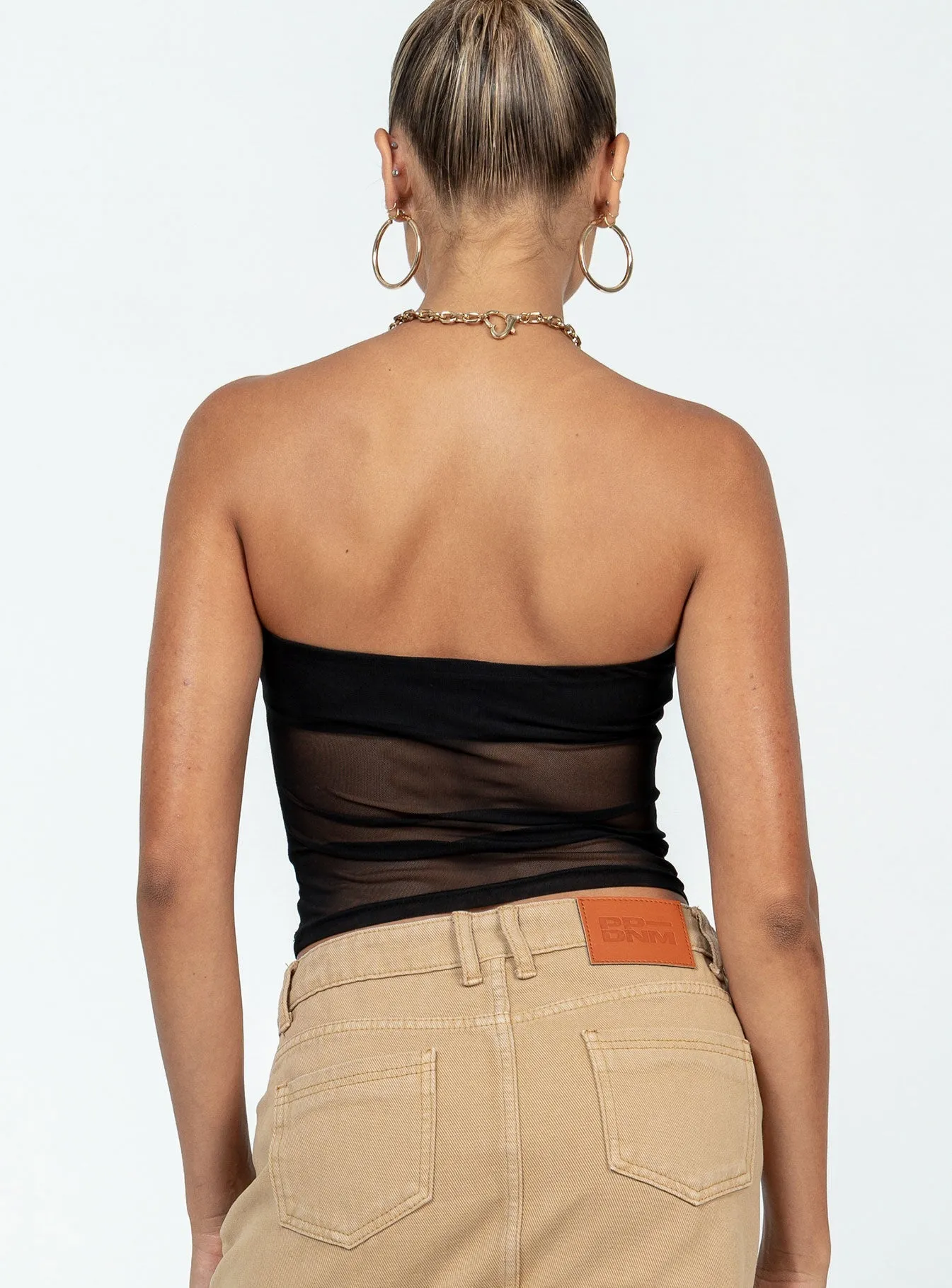 Solana Strapless Longline Top Black Hydrophobic Surface Treatment Thermal Insulation