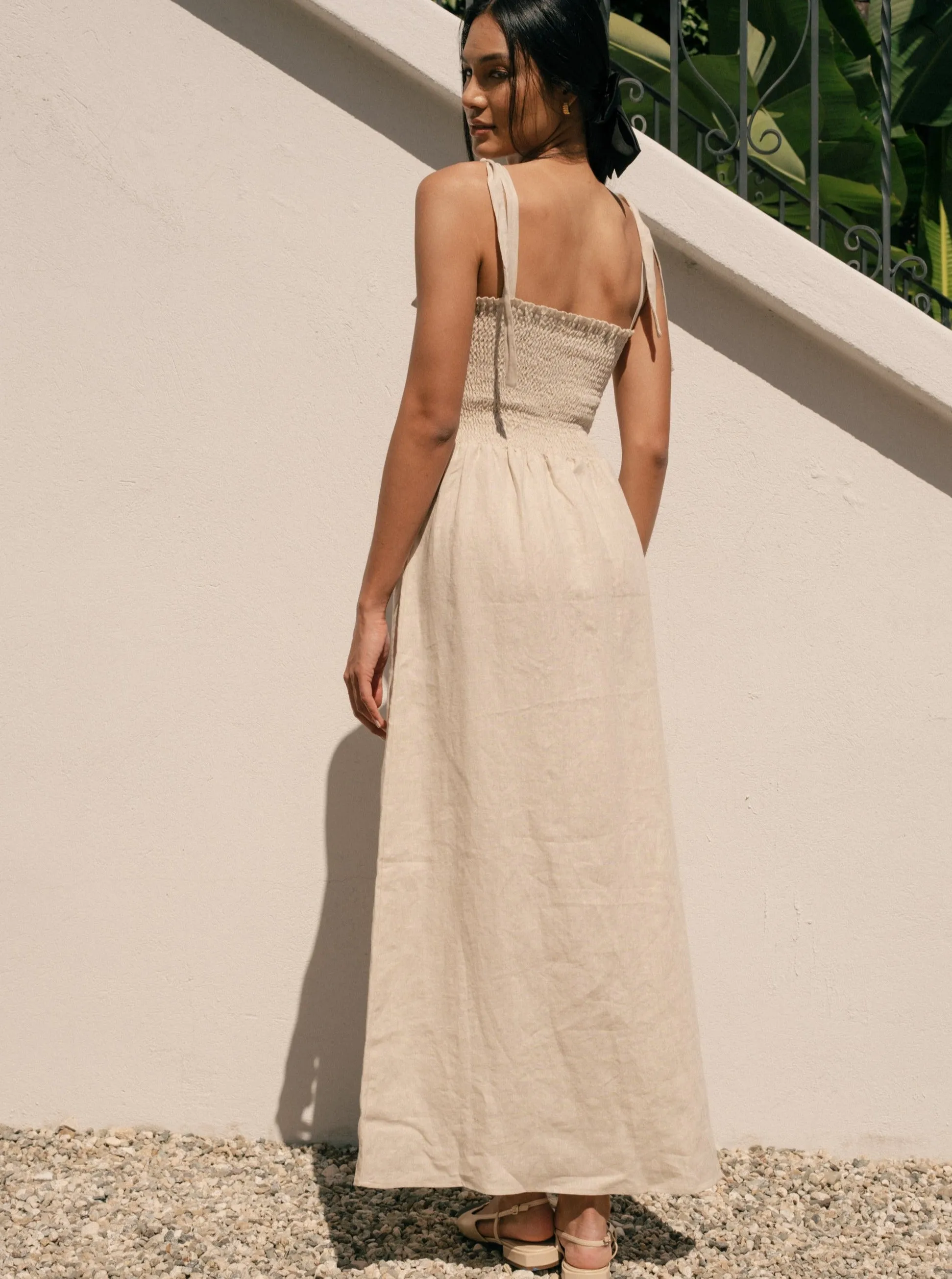 Fearless Mode WaterRepellentCoating Sophie Dress - Oatmeal Linen