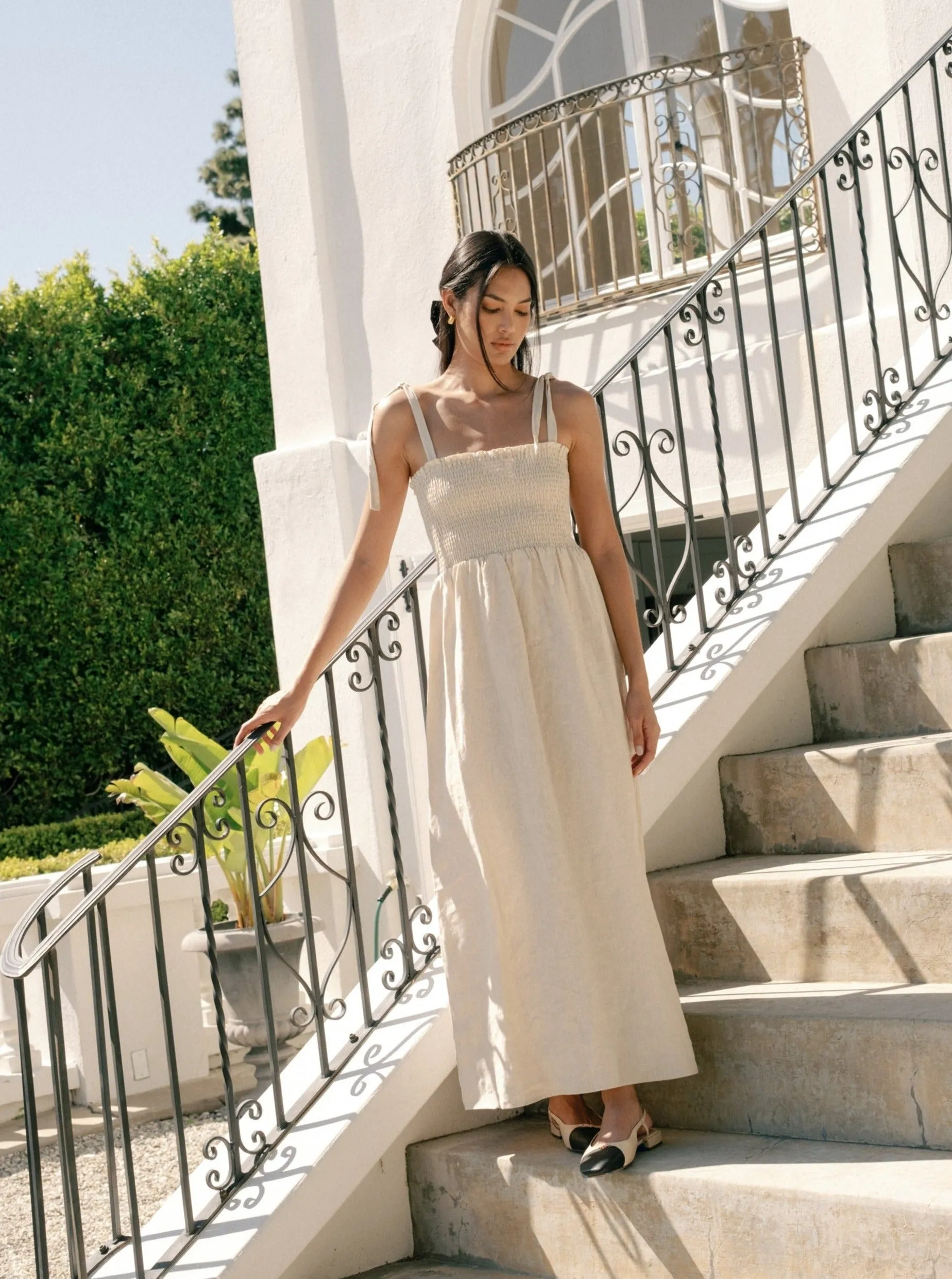 wrinkle free Sophie Dress - Oatmeal Linen