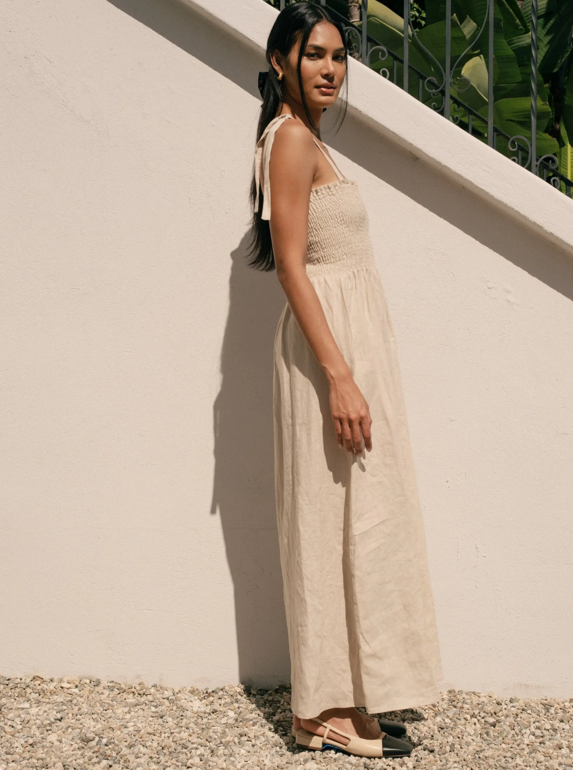 Sophie Dress - Oatmeal Linen Polish Tone