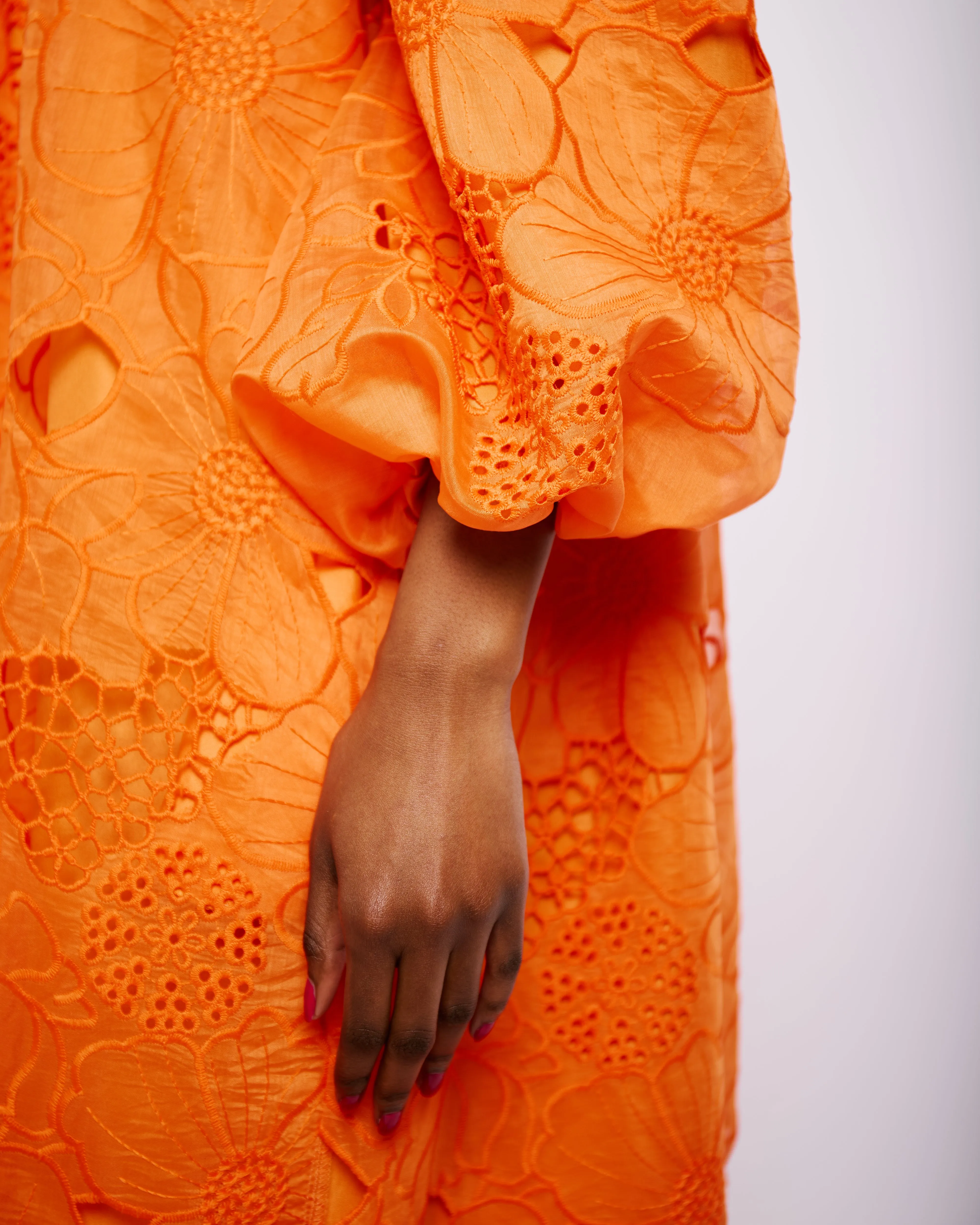 Off the Shoulder Anglaise Dress in Coral LowProfile WaterRepellent