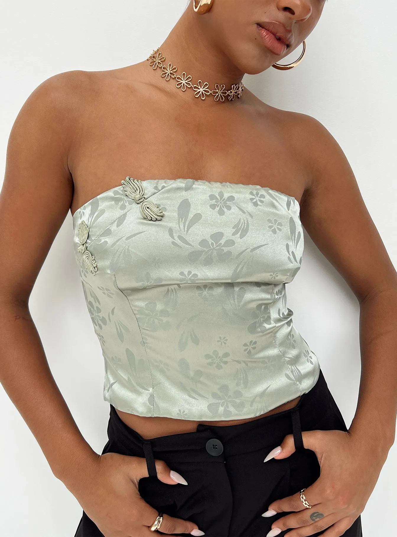 UltraSoftLining HoodedVersion Lalor Strapless Top Green