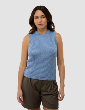Women's Structured Knit Top Serenity Blue Coastal Chic