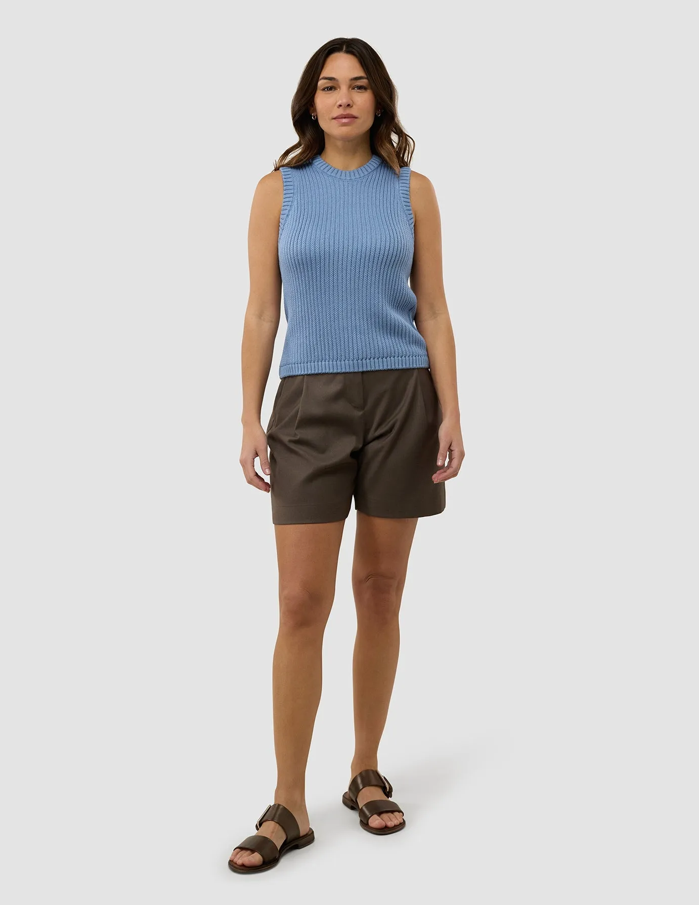 Women's Structured Knit Top Serenity Blue Flex Fit