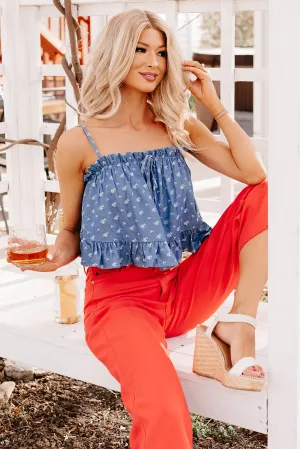 Power From Within Floral Crop Top (Denim) slim fit