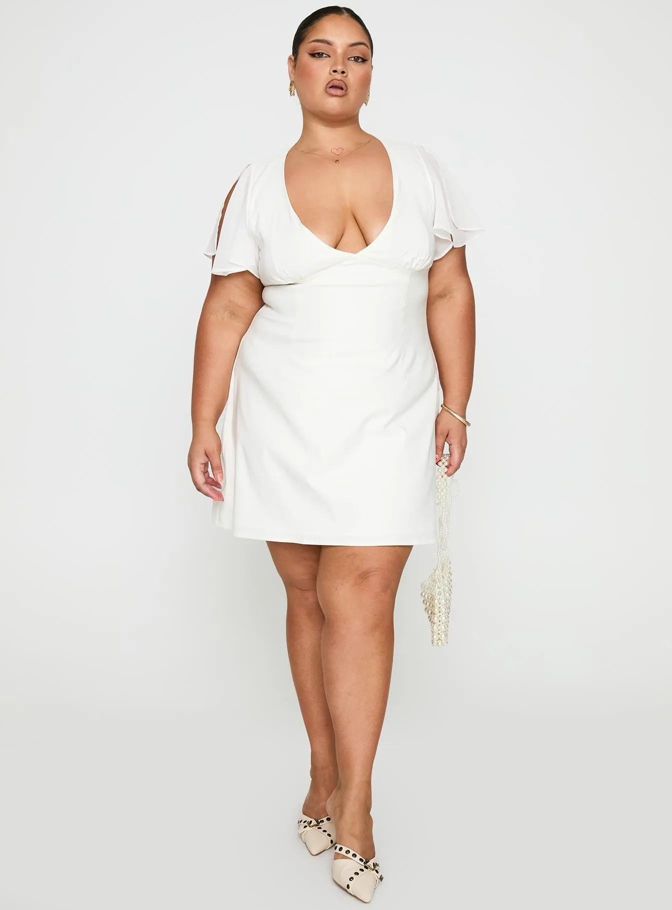 Club Rush Weekend Fun Florie Corset Mini Dress White Curve