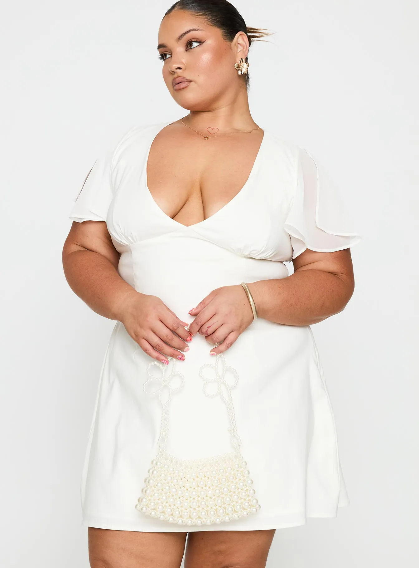 Easy Wear Urban Style Wear Florie Corset Mini Dress White Curve