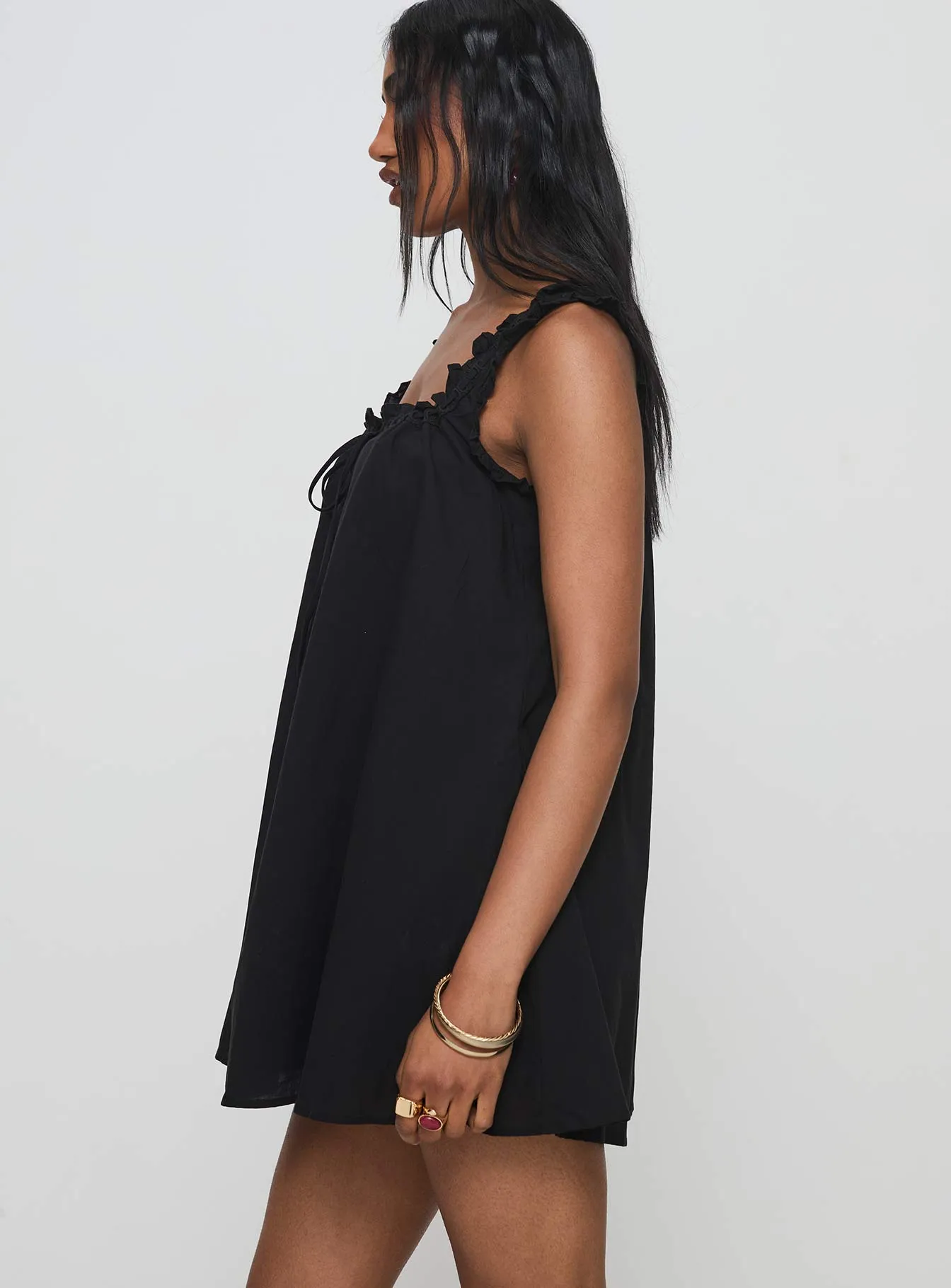 Swing Mini Dress Black Petite Tear Resistant Chic short-length dress