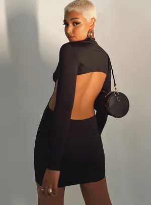 Zac Long Sleeve Mini Dress Black Stage Star