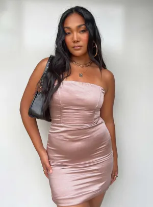 Cutout Back Detailing Flattering Cut Ashbur Strapless Mini Dress Pink