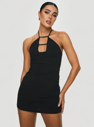 Bright patterned mini for spring Maiyo Halter Mini Dress Black