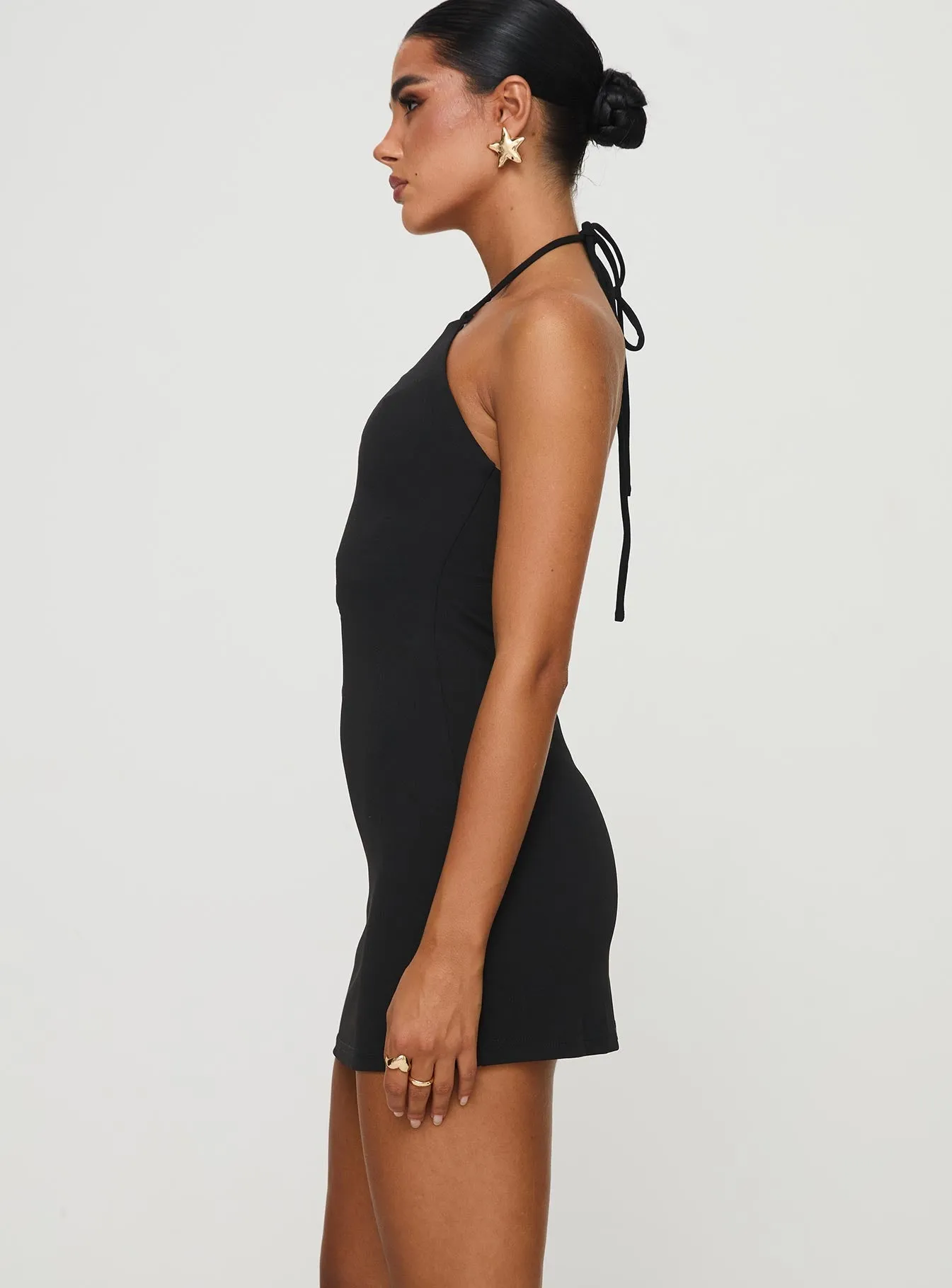 Maiyo Halter Mini Dress Black Simple yet chic mini