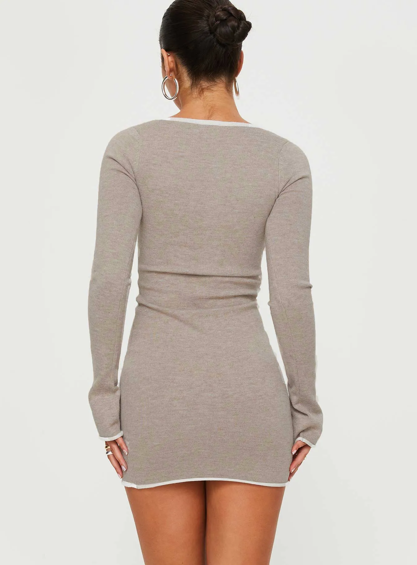 Urban Light Reinforced Elbows Rutter Long Sleeve Mini Dress Grey