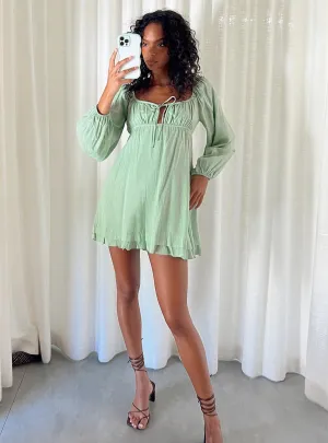 Empress Of Love Long Sleeve Mini Dress Sage Flash Vibe Trendy boho-inspired mini