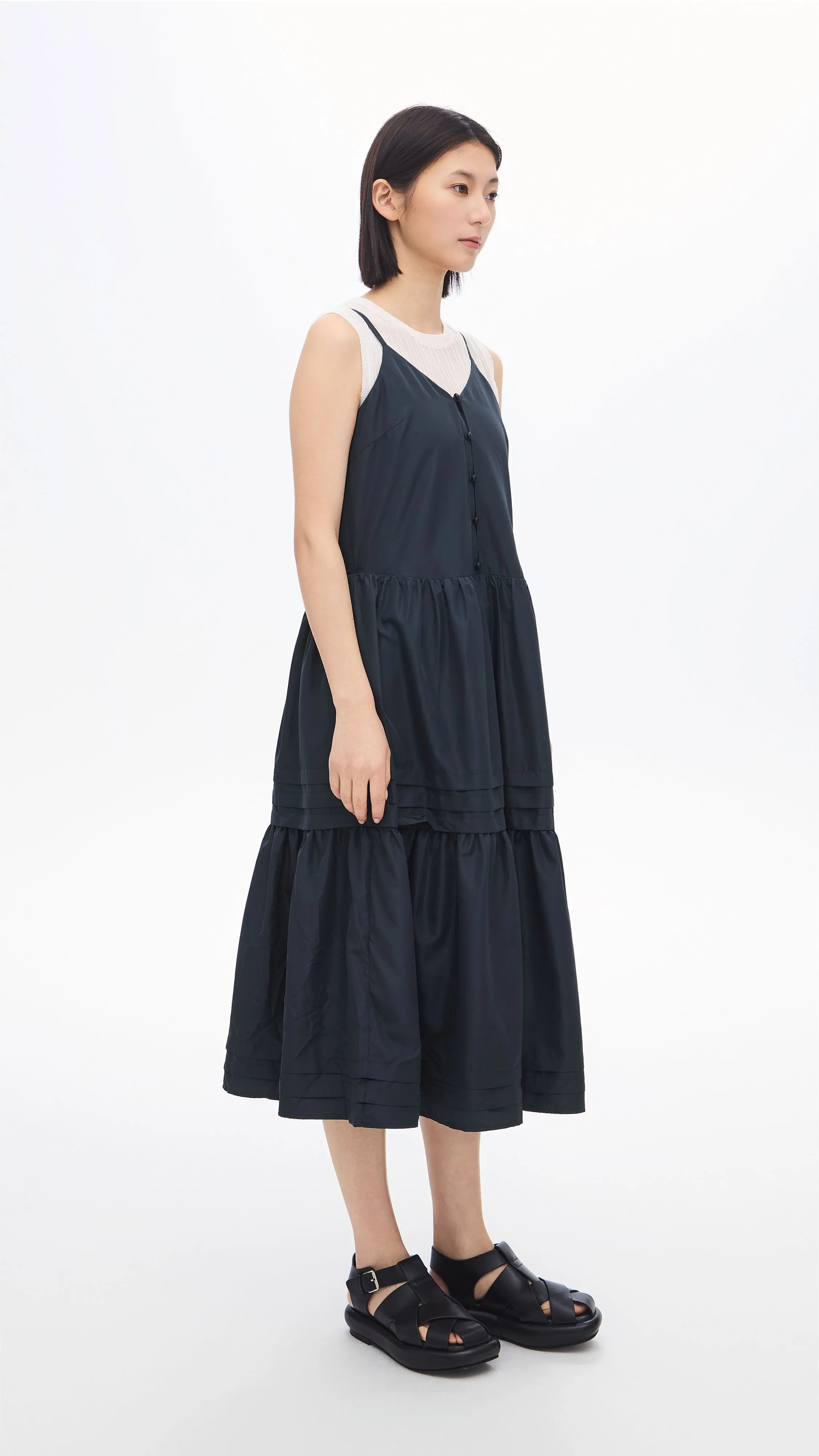 StaticResistantTextile Gather Pleaded Dress