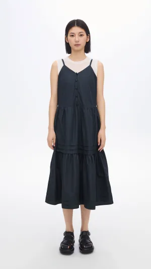 SheerLayeredPanels QuickDryDesign Gather Pleaded Dress