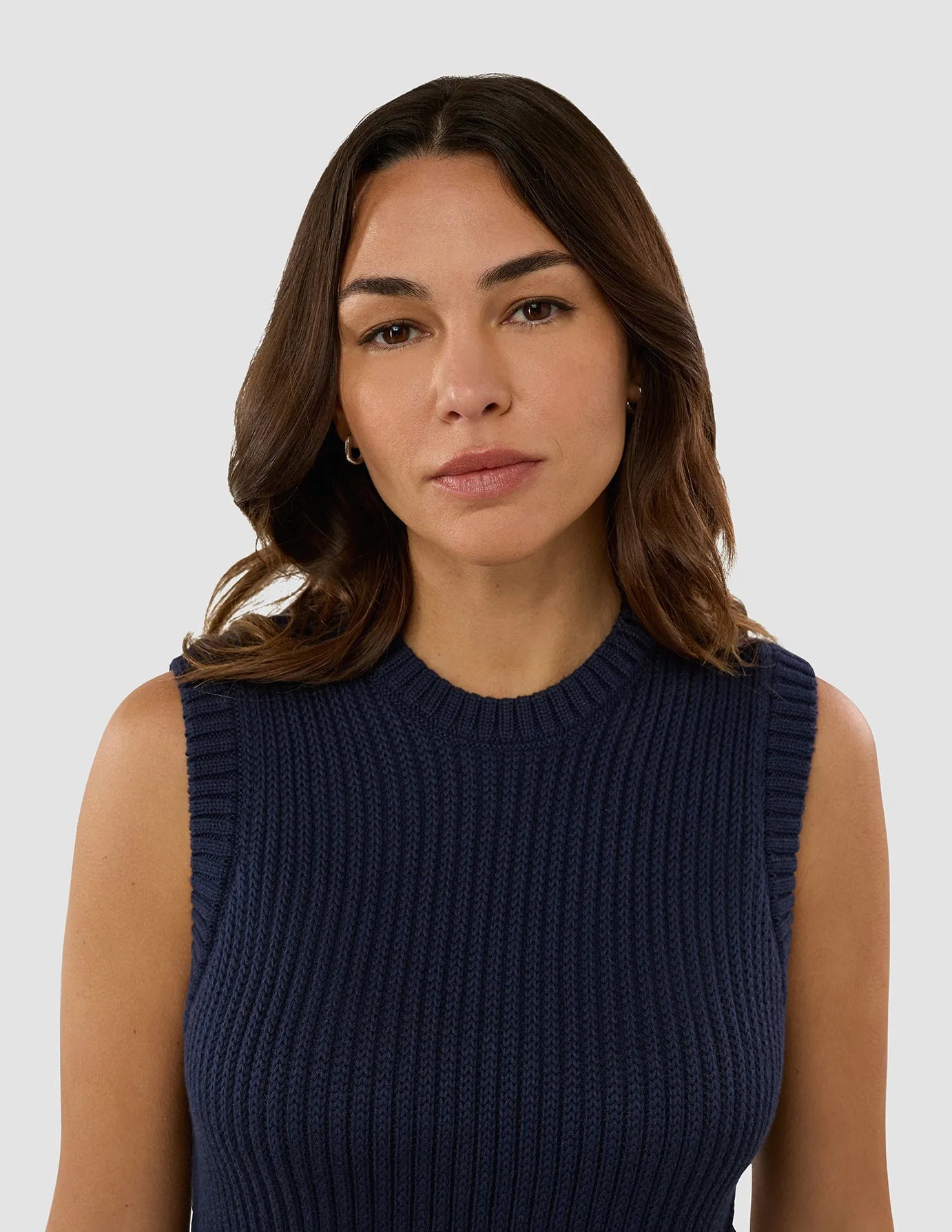 Women's Structured Knit Top Navy RecycledBlend MultiPocket System