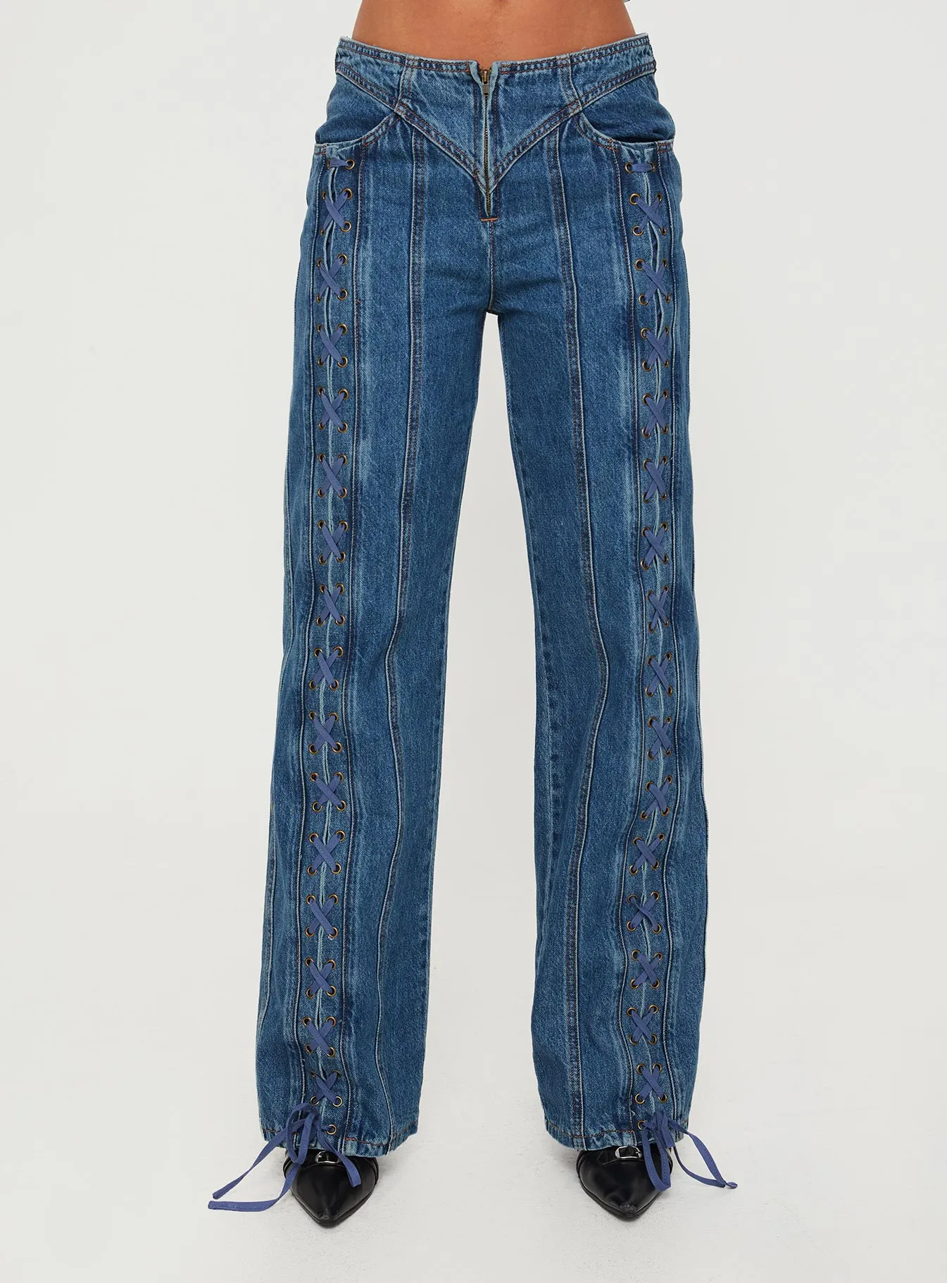 Active Days Essential Piece Day Dream Mid Rise Straight Leg Jeans Dark Blue Wash