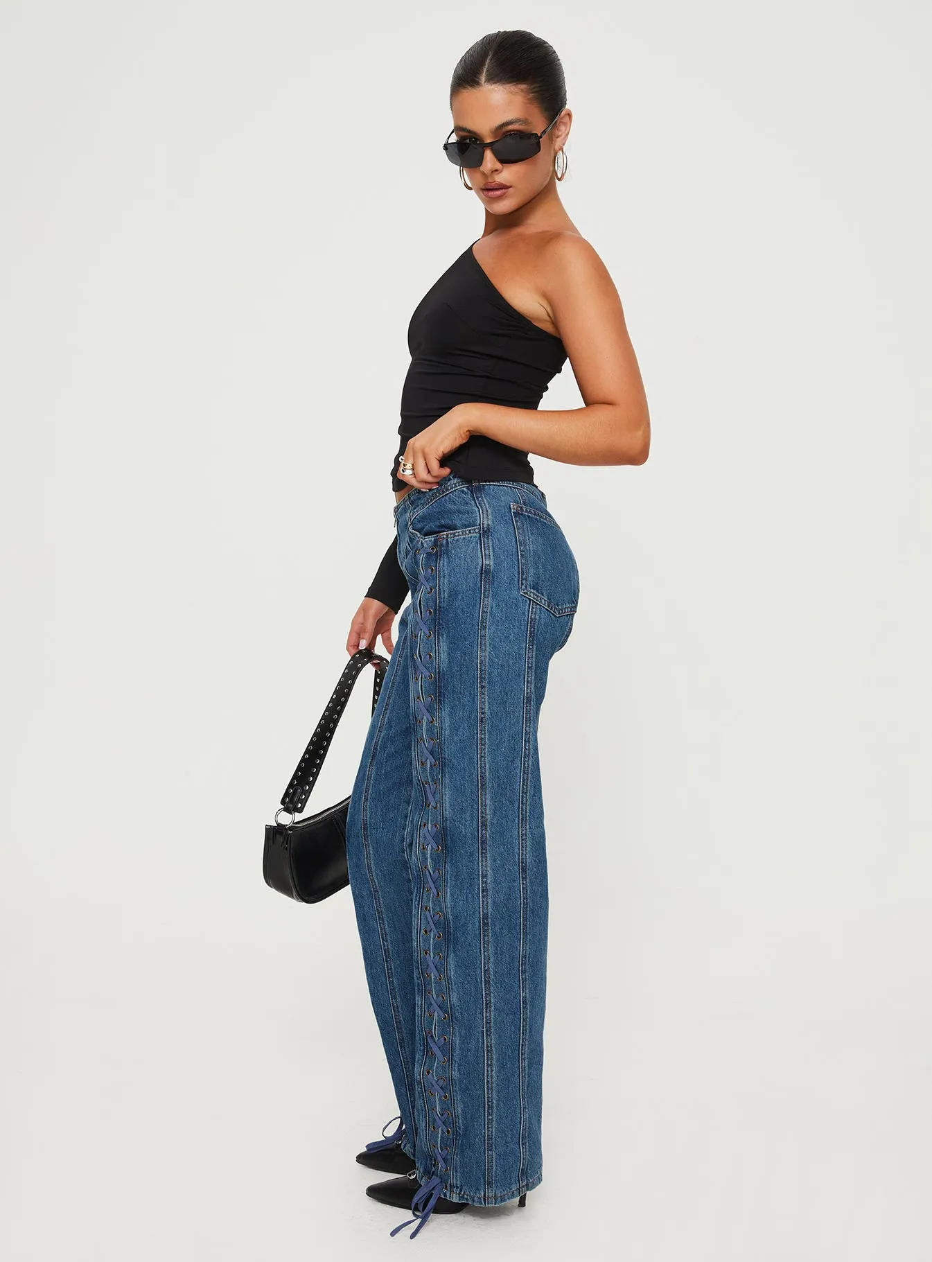 All-Purpose Use Day Dream Mid Rise Straight Leg Jeans Dark Blue Wash
