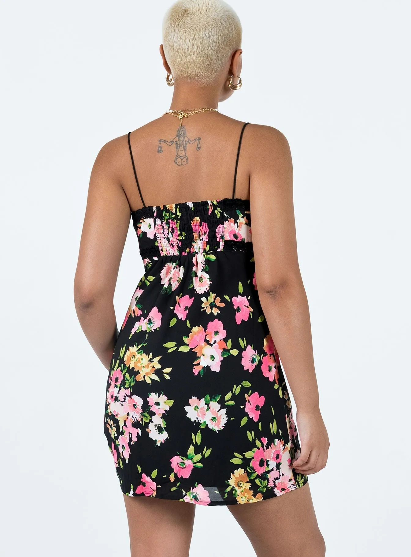 Layered silhouette Star Pop Emilee Mini Dress Black Floral