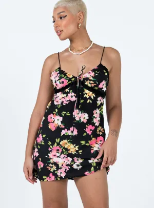 Butterfly Sleeve Option Travel Light Emilee Mini Dress Black Floral