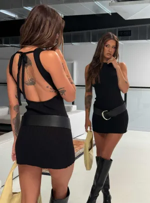 Snag Free Magnetic Button Closure Mayok Mini Dress Black