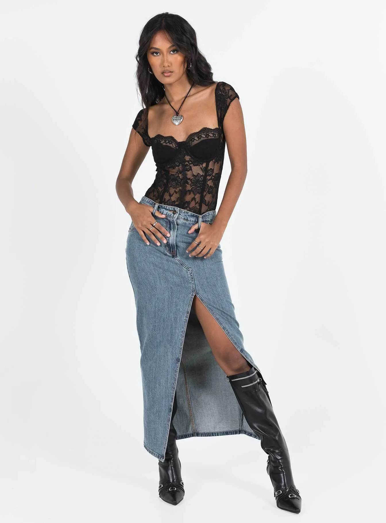 Cadrot Lace Bodysuit Black Office Street