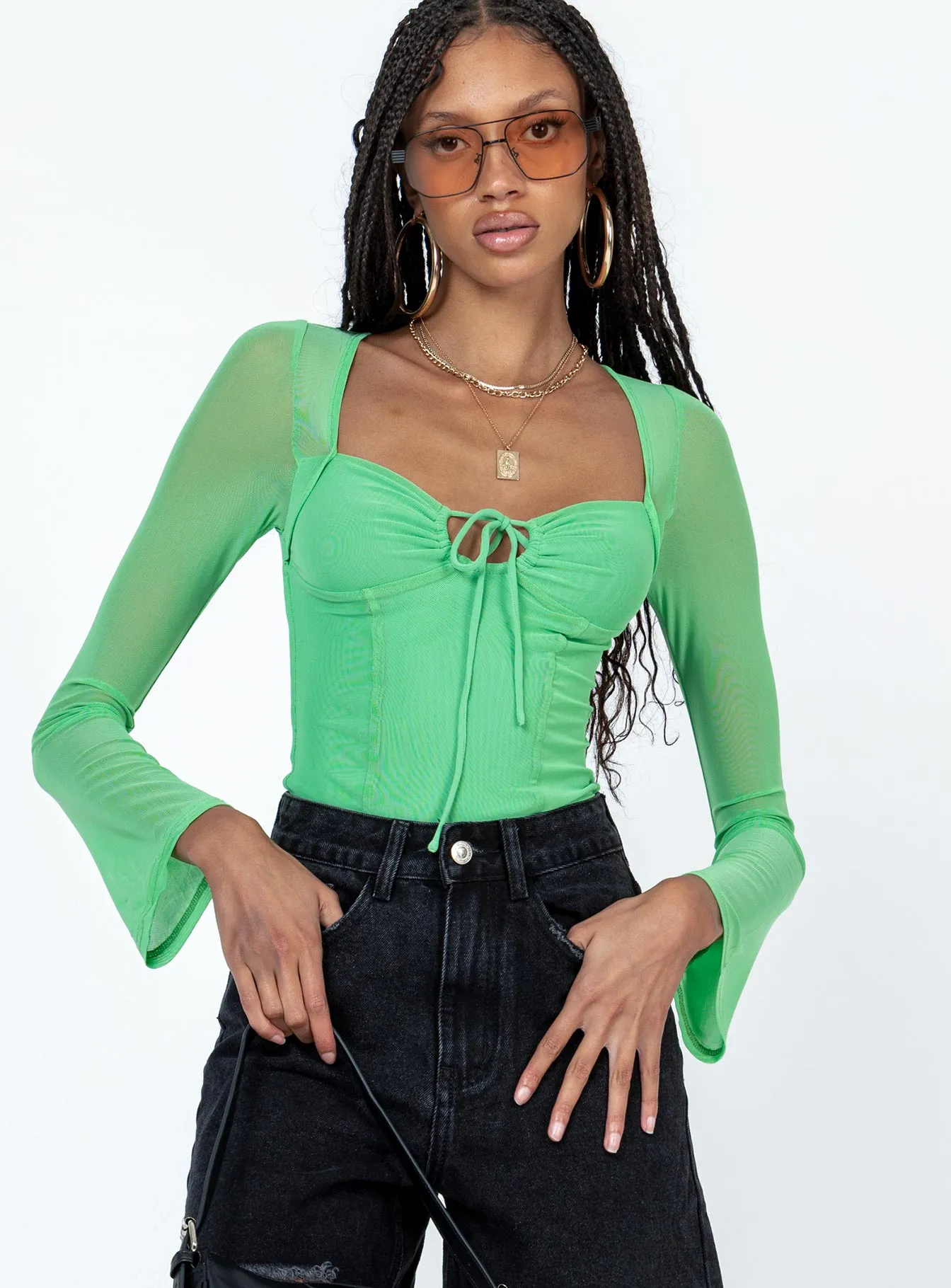 Jacob Long Sleeve Bodysuit Green Luxury Teen
